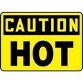 Accuform Accuform Caution Sign, Hot, 10inW x 7inH, Aluminum MCPG611VA